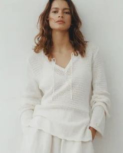 Jersey calado lazo blanco roto