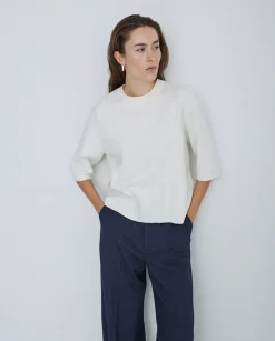 Jersey con cashmere manga 3/4 crudo