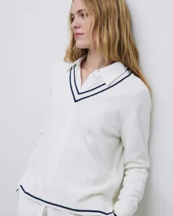 Jersey cuello pico crudo