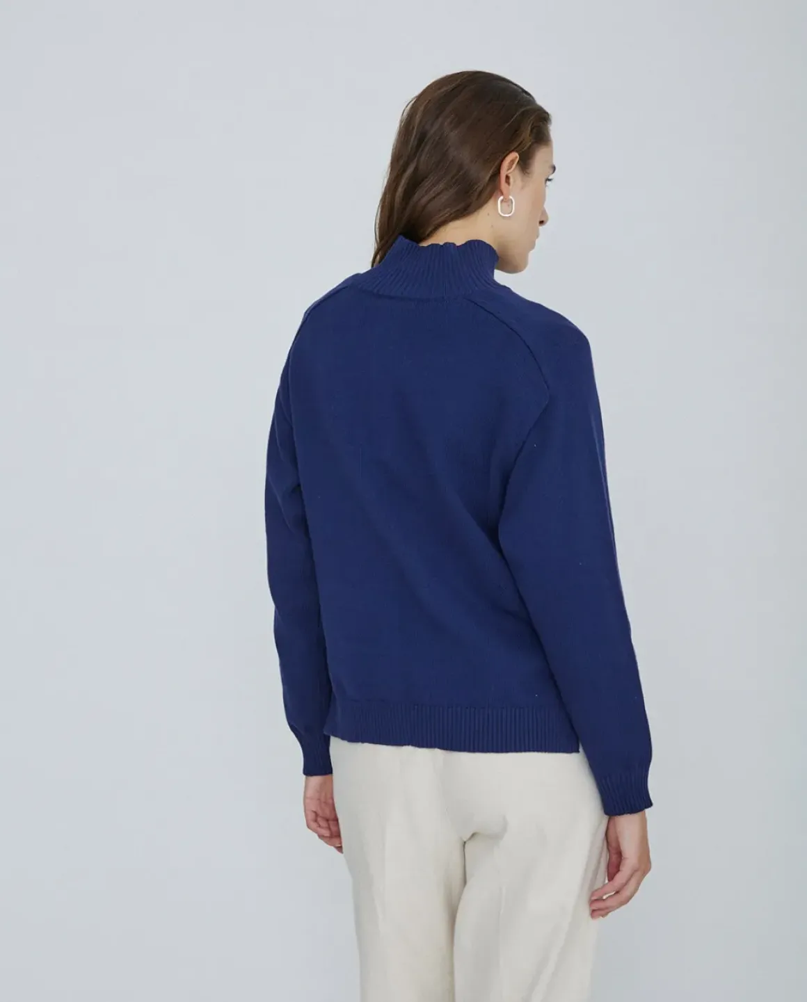 Jersey de punto con botones azul oscuro