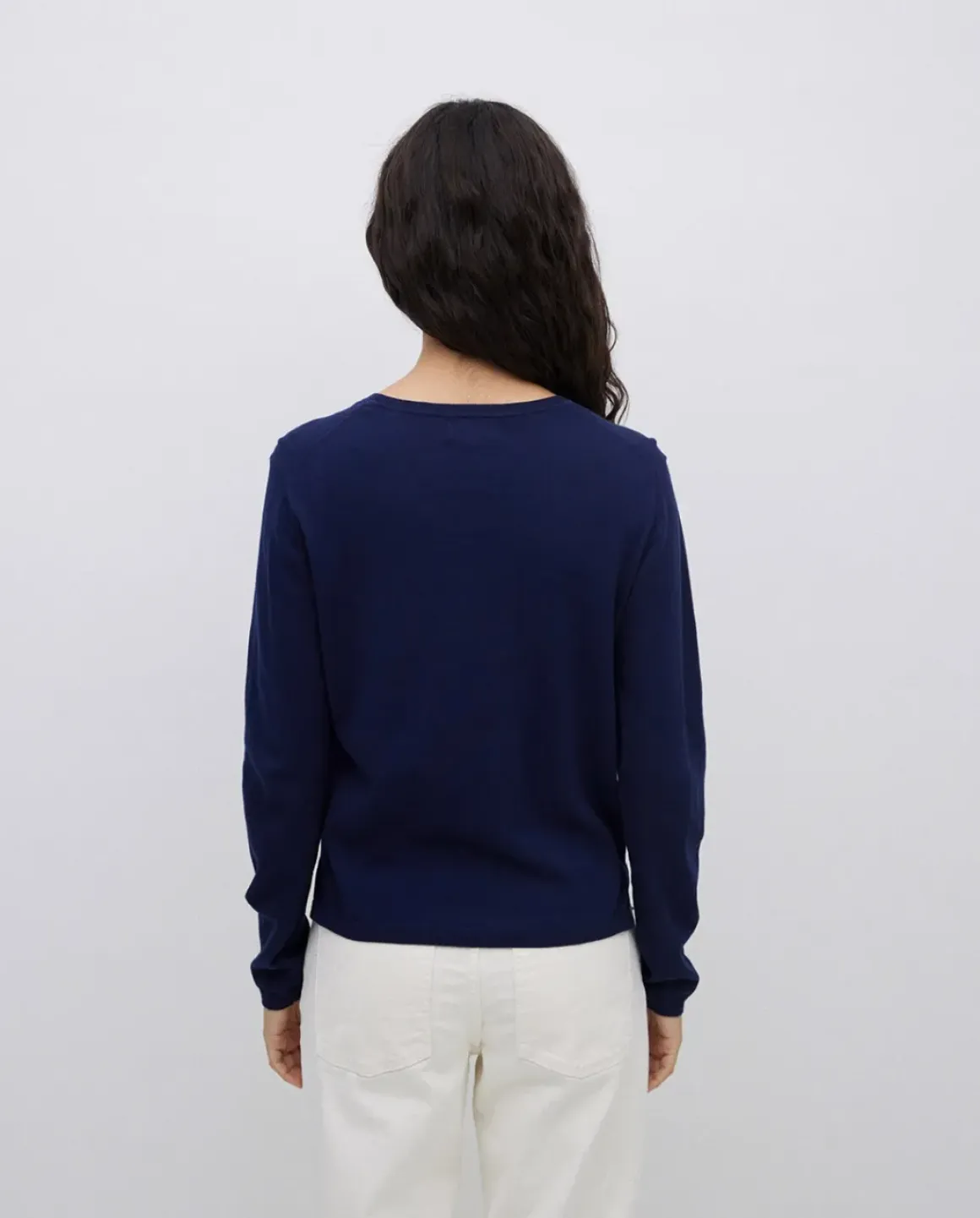 Jersey escote redondo algodón orgánico azul oscuro