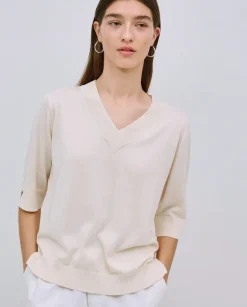 Jersey manga corta blanco roto