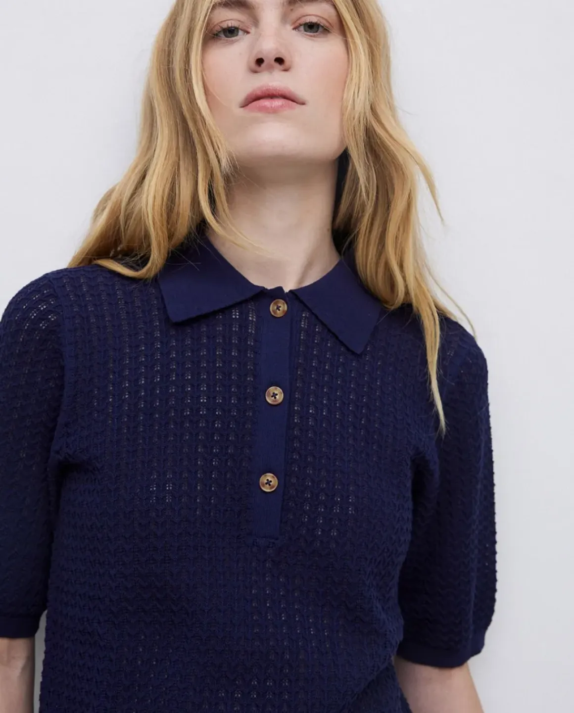 Jersey punto calado azul oscuro