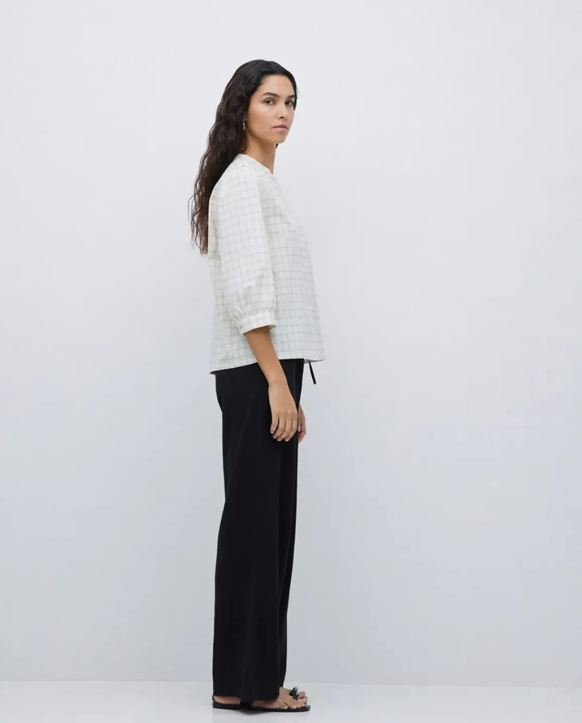 Pantalones algodón cintura elástica negro