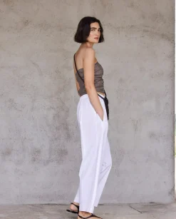 Pantalones balloon fit 100% algodón blanco