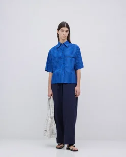 Pantalones balloon fit 100% algodón azul oscuro