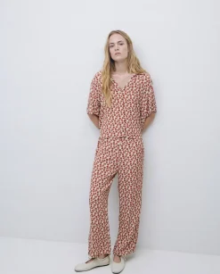 Pantalones cropped terracota