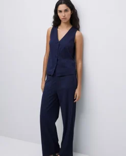 Pantalones de punto algodón azul oscuro