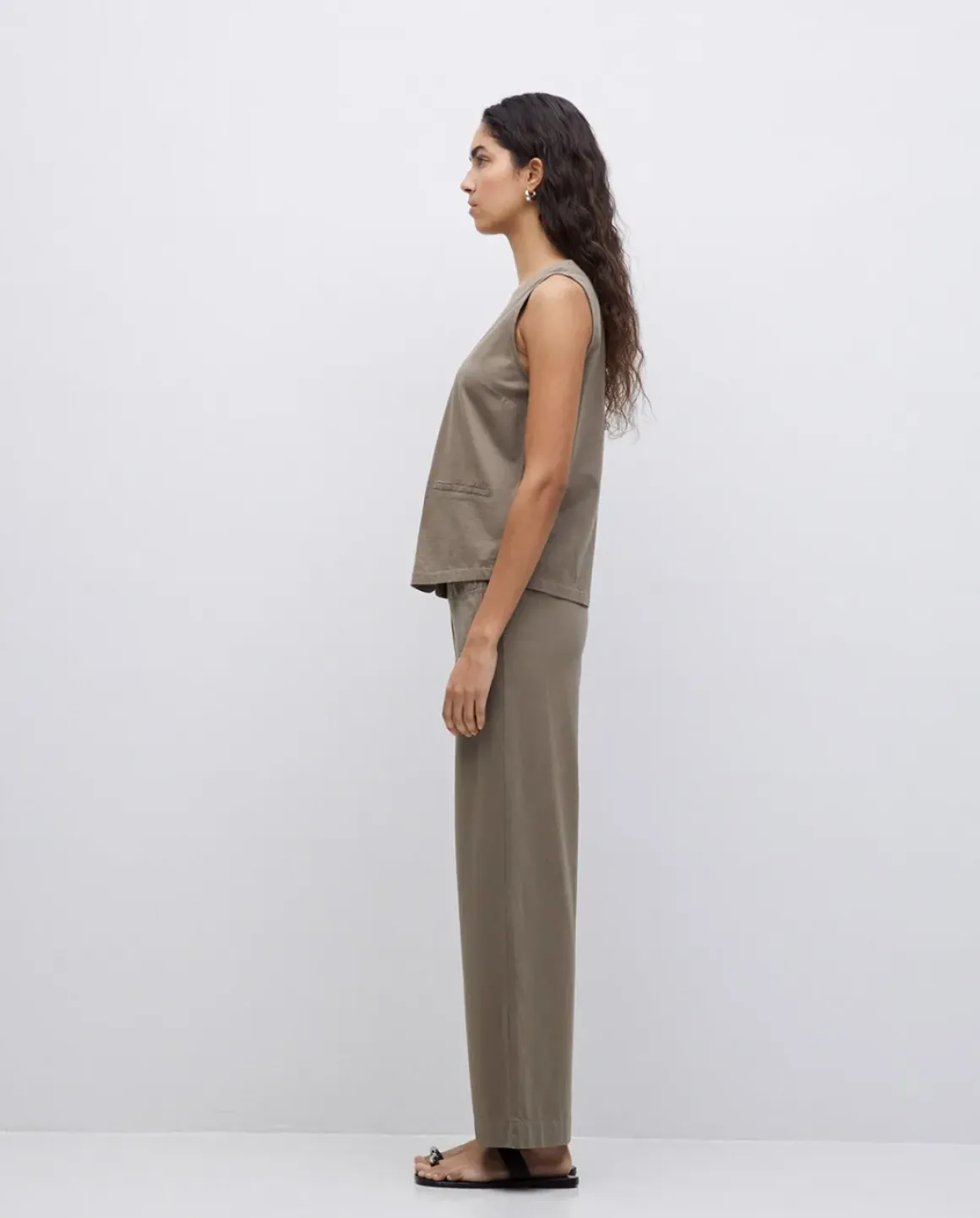 Pantalones de punto algodón caqui