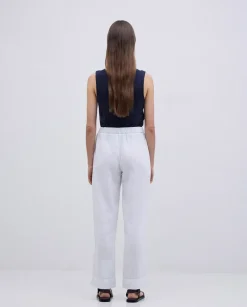 Pantalones 100% lino blanco