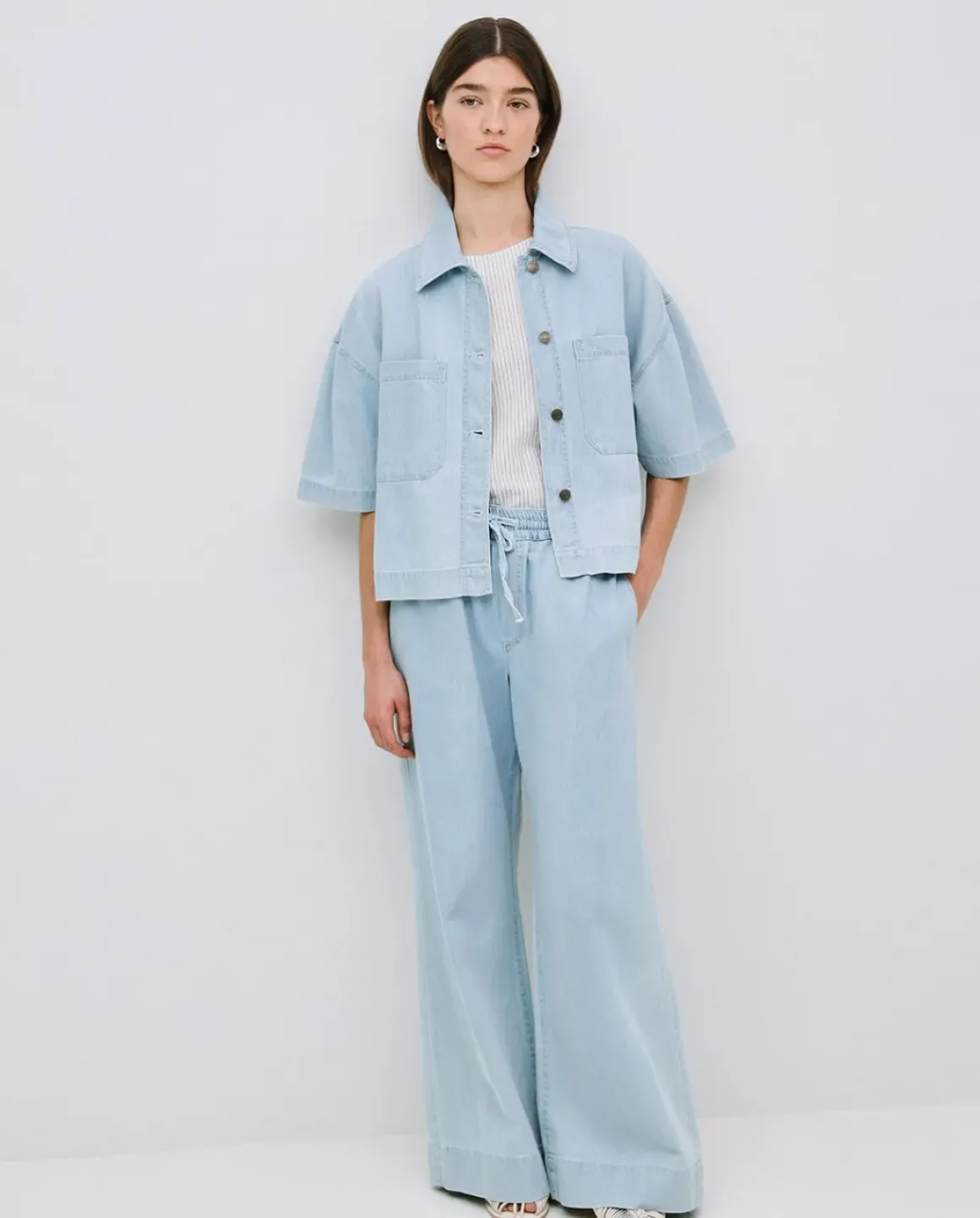 Pantalones palazzo denim azul