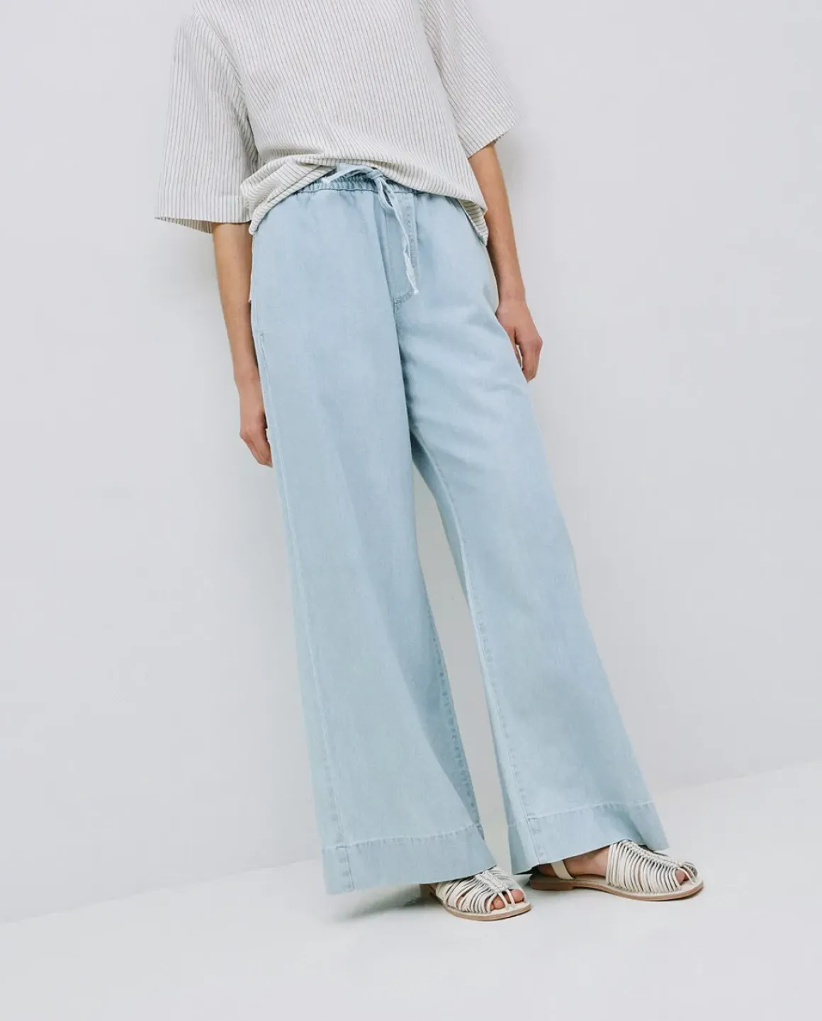 Pantalones palazzo denim azul