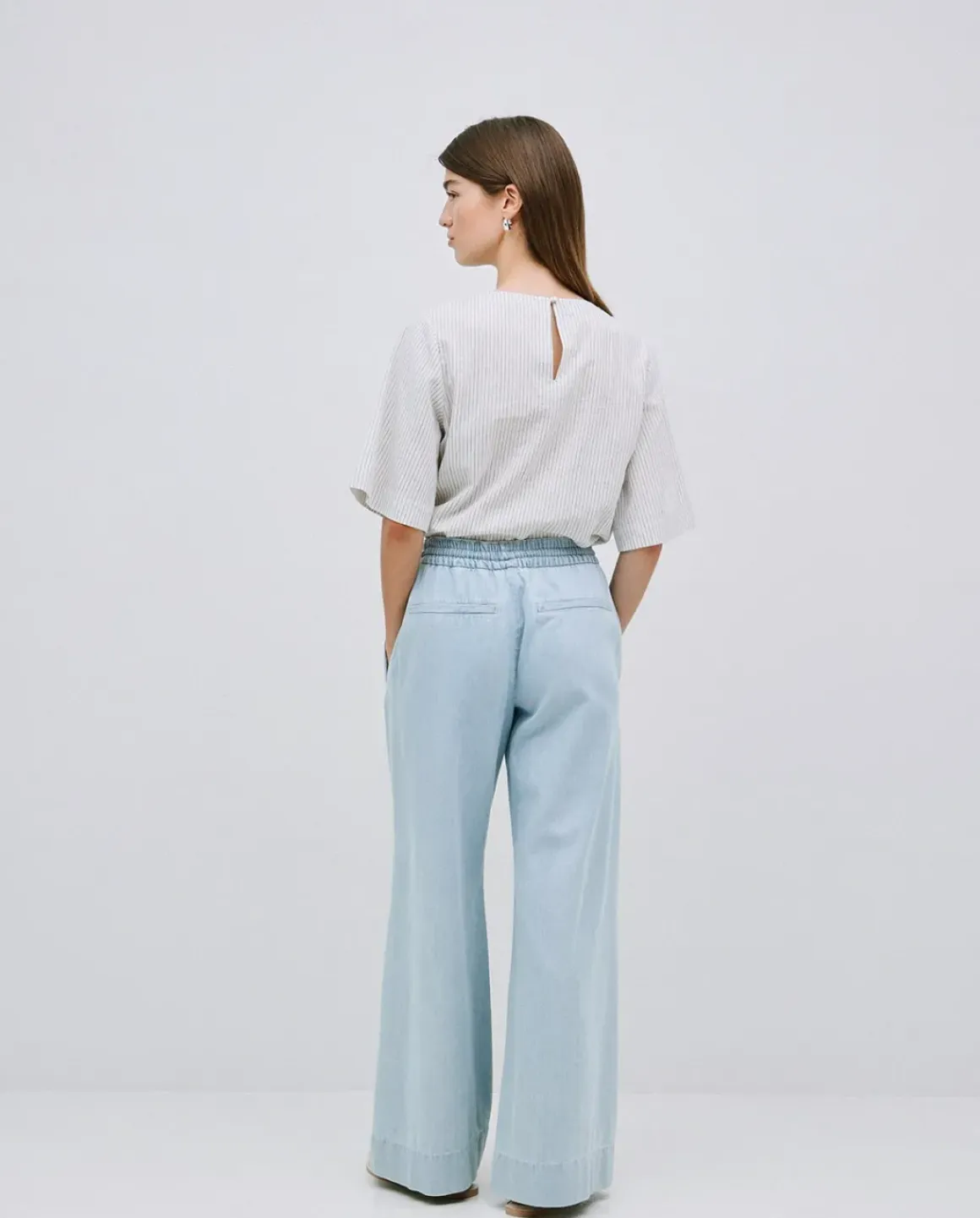 Pantalones palazzo denim azul