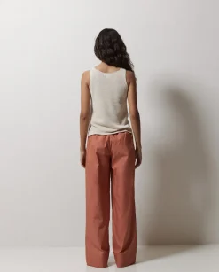 Pantalones popelín wide leg terracota