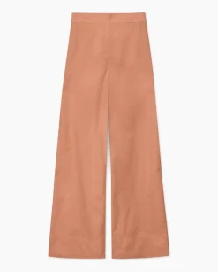 Pantalones popelín wide leg terracota