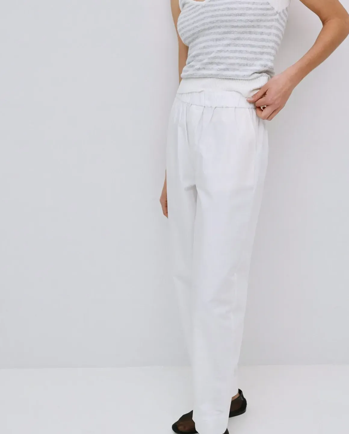 Pantalones rectos popelín blanco