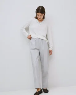 Pantalones rectos popelín gris