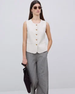 Pantalones rectos rayas azul grisáceo