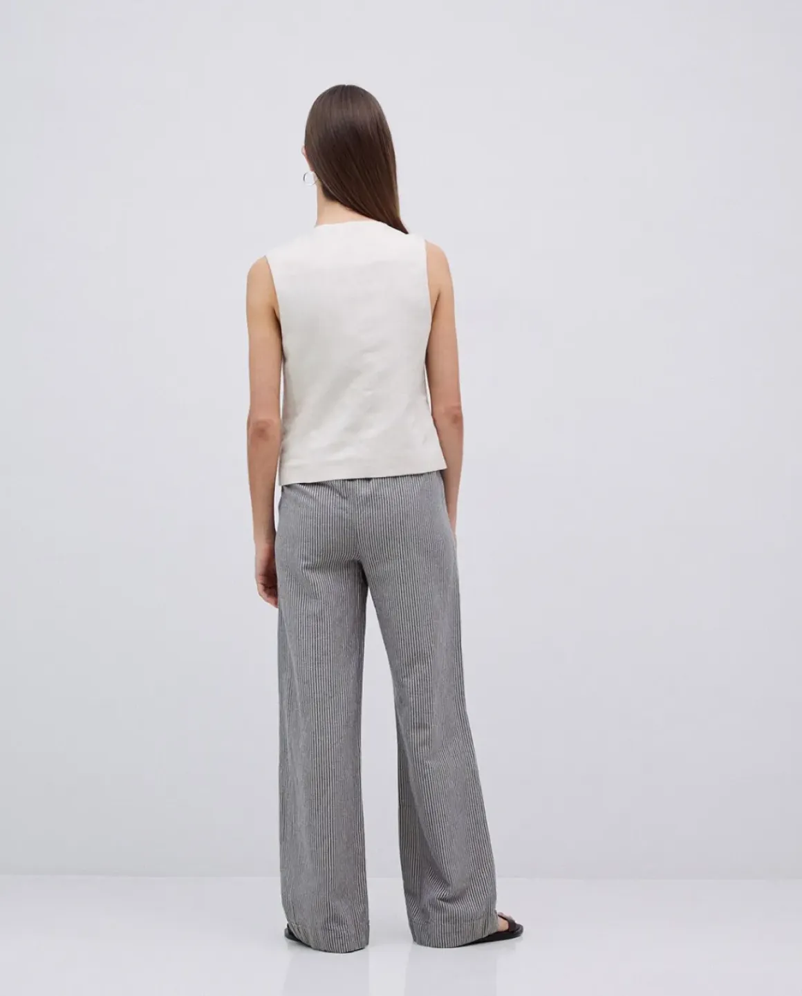 Pantalones rectos rayas azul grisáceo
