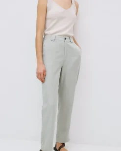 Pantalones rectos tencel verde