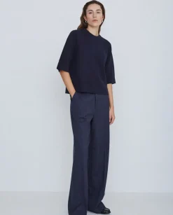 Pantalones wide leg azul marino