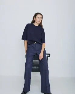 Pantalones wide leg azul marino