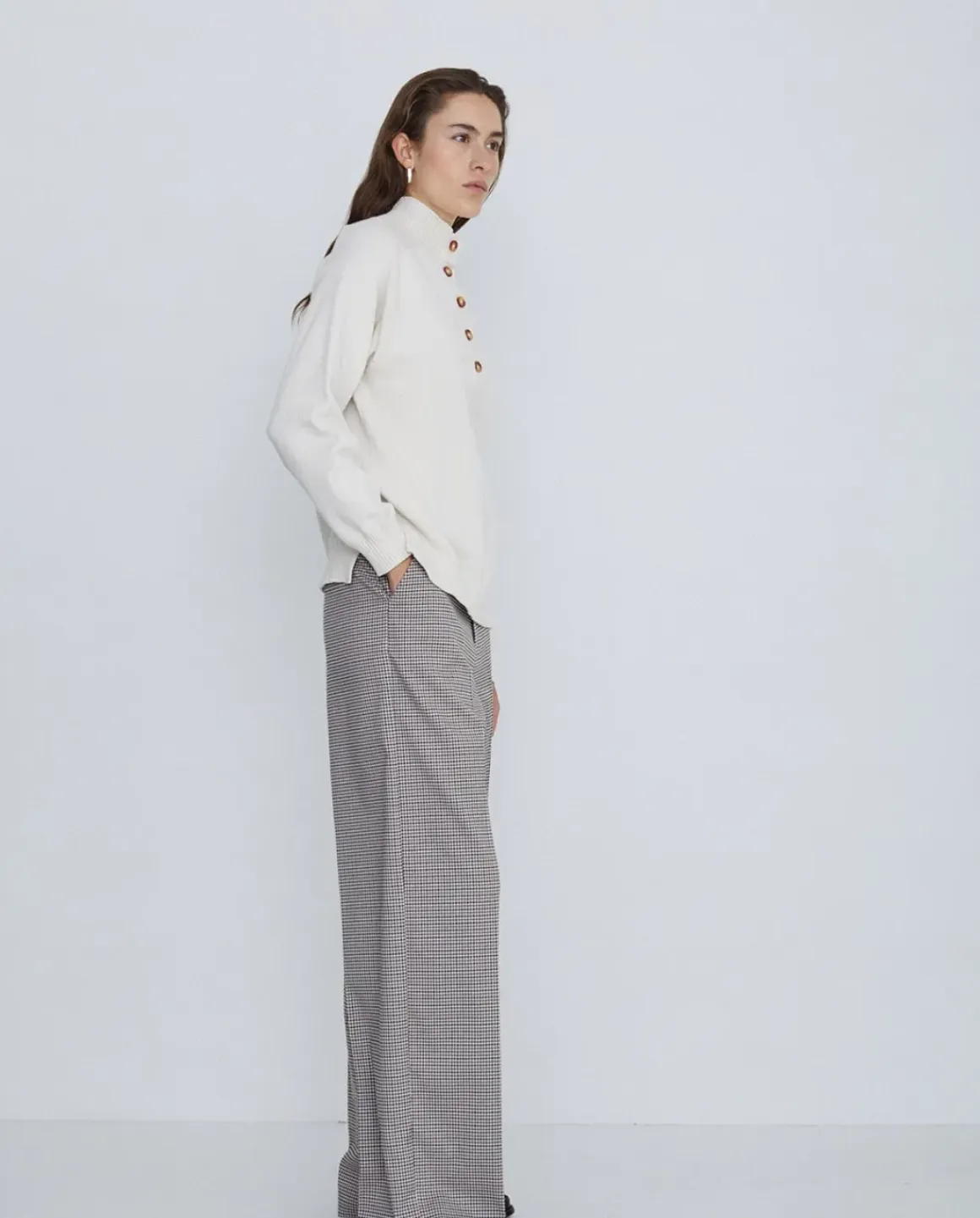 Pantalones wide leg gris claro