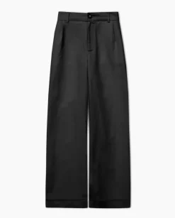 Pantalones wide leg pinzas negro