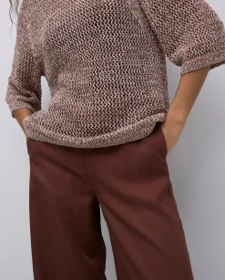 Pantalones wide leg tencel chocolate