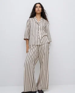 Pantalones wide leg tencel crudo