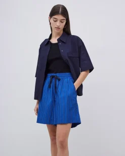 Short popelín rayas azul oscuro