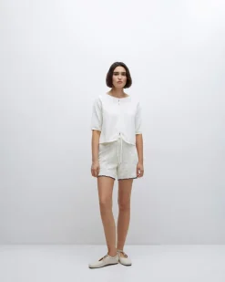 Short punto contraste blanco roto