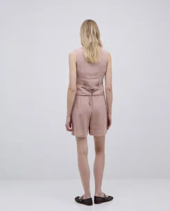 Shorts 100% lino rosa pálido