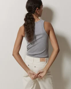 Top canalé 100% algodón orgánico gris