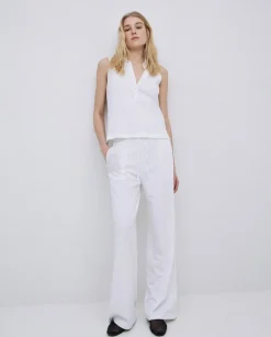 Top cuello polo botones blanco