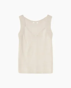 Top escote pico tirantes anchos beige