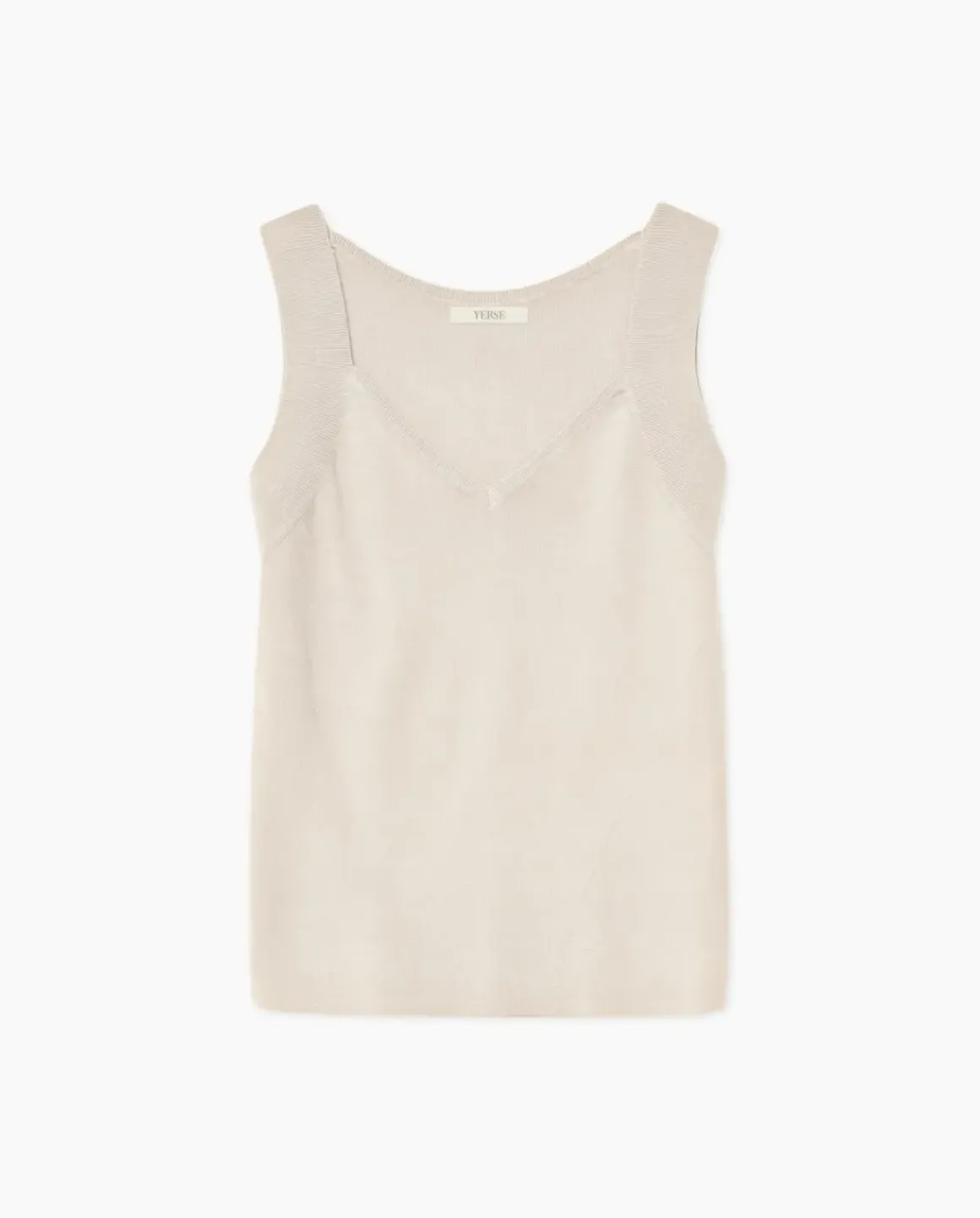 Top escote pico tirantes anchos beige