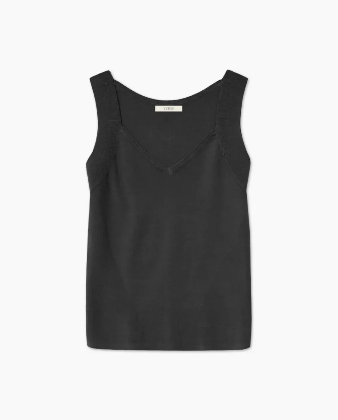 Top escote pico tirantes anchos negro