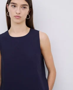 Top popelín azul oscuro