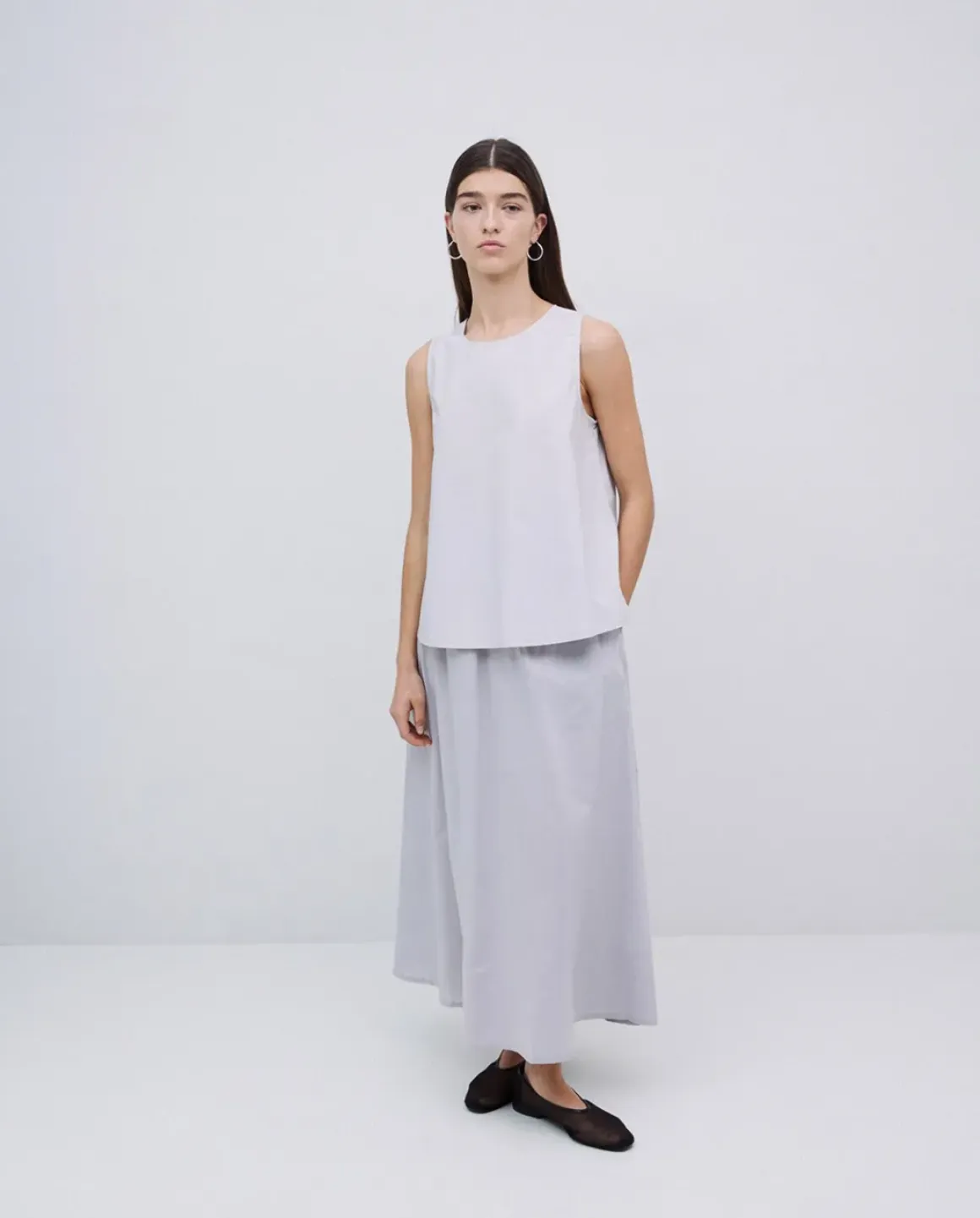 Top popelín gris