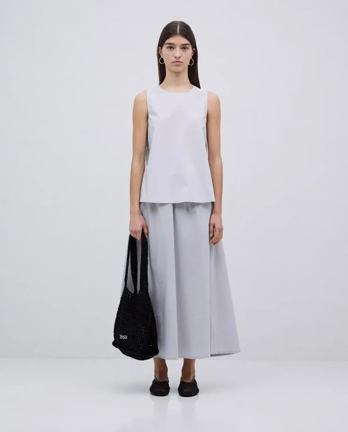 Top popelín gris