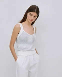 Top tirantes escote pico rayas gris
