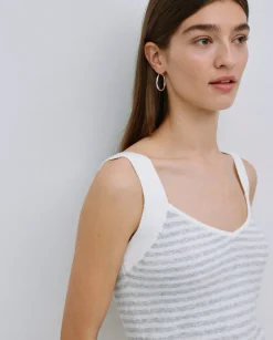 Top tirantes escote pico rayas gris