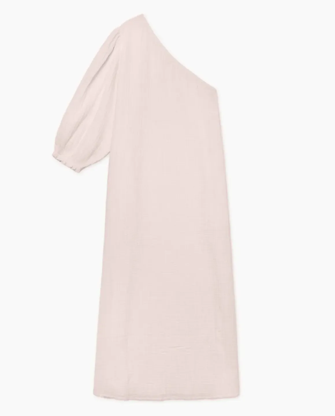 Vestido asimétrico doble gasa rosa pálido