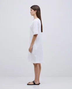 Vestido corto doble gasa blanco