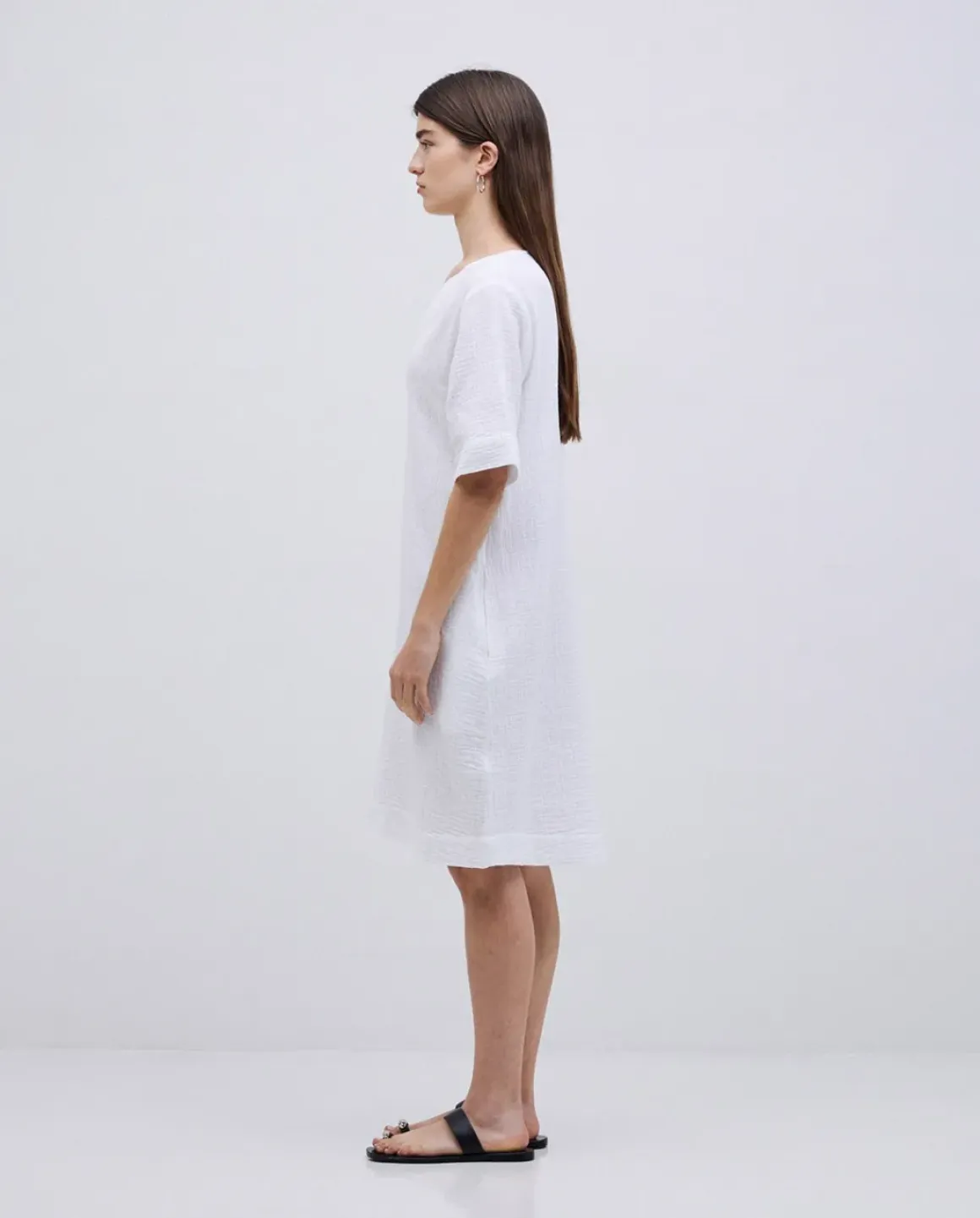 Vestido corto doble gasa blanco