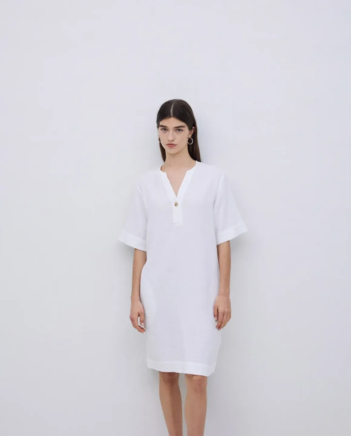 Vestido corto doble gasa blanco
