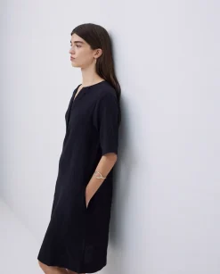 Vestido corto doble gasa negro