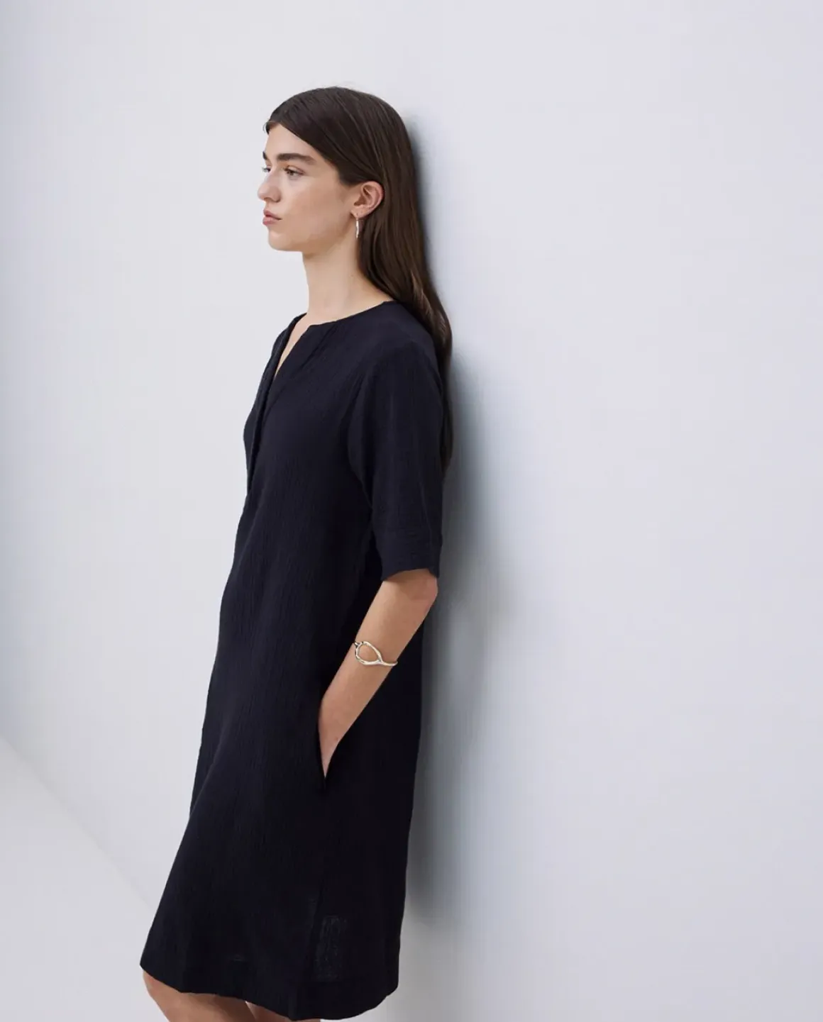Vestido corto doble gasa negro