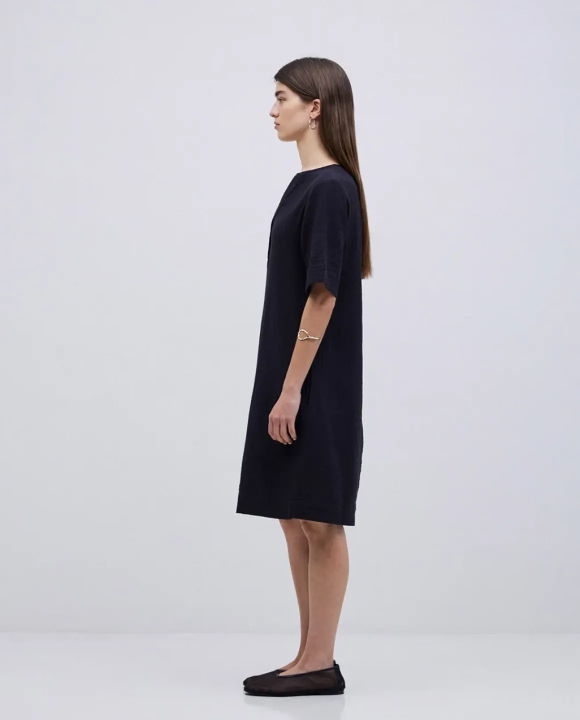 Vestido corto doble gasa negro